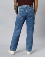 Retro Denim Jeans with 5 pockets-Blue-HBD25-30