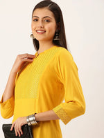 Women's Yellow Solid Straight Kurta-UB-2040-Mustard