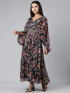 Women Black Floral Maxi Dress-DW-4838-Black