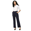 Smarty Pants Women's Ployester Lycra Bell Bottom Navy Blue Formal Trouser-SMPT-906D-S