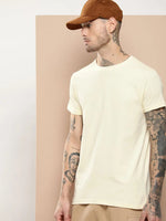 Difference Of Opinion Men's Off White Plain T-Shirt