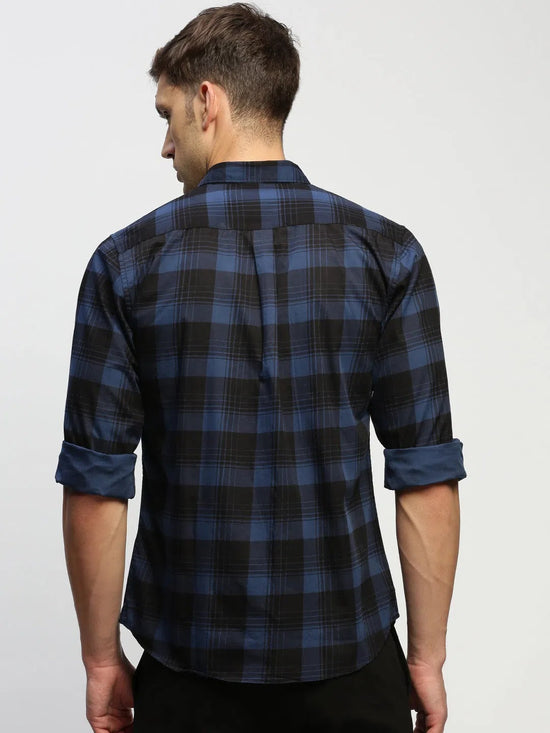 Men Blue Checked Shirt-CLEON-1787-Blue