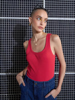 Women Red Rib Sleeveless Camisole