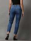 Women's Blue Solid Wide Leg Denim Jeans-GZ-5301-1-Blue