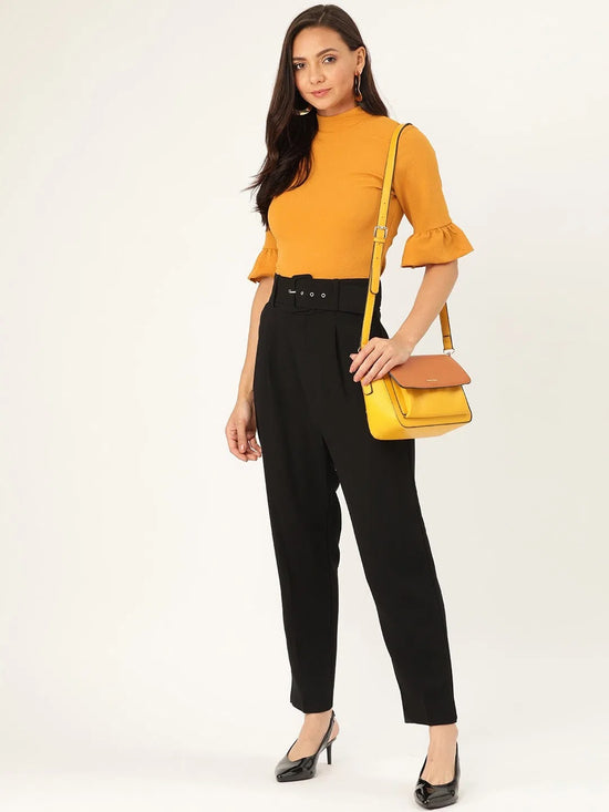 Veni Vidi Vici Mustard Frilled Sleeve Top