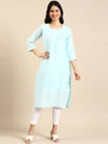 Women's Blue Solid Straight Kurta-SKC-3362-Blue