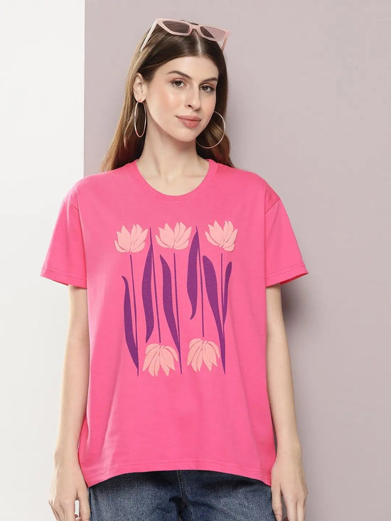 Dillinger Pink Graphic Boxy Regular T-Shirt-WMNCR519FSR-XS