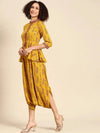 Peplum with dhoti Jumpsuit in Mustard Print