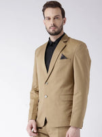 Hangup Men Standard Solid Men Formalwear-KhakhiBlazer