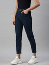 Women's Denim Blue Mom Fit Jeans-GZ2587B-Blue