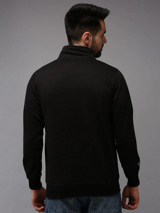 Men Black Solid Sweatshirt-OTSS-31-Black