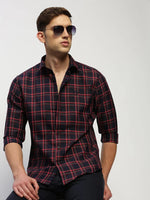 Men Navy Checked Shirt-BRICHCHECKS-5620-Navyblue