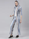 Women Blue Striped Tracksuit-AF-2069-Blue