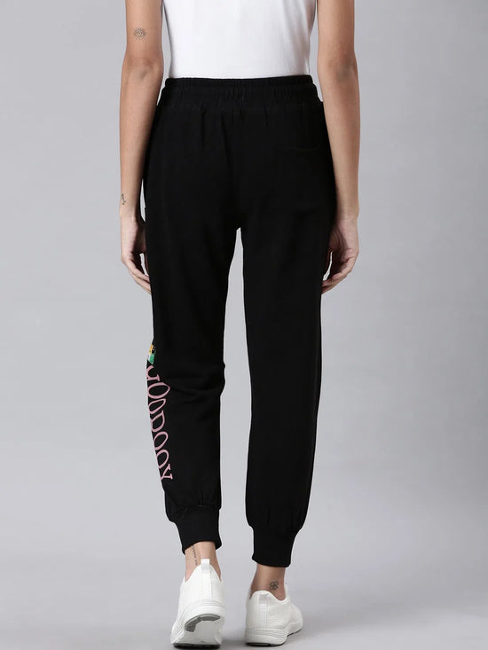 Women Black Solid Track Pant-AF-1812-Black