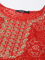 Women Red Printed Straight Kurta-AT-A900-K-Red