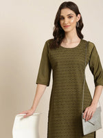 Women Olive Embellished Straight Kurta-SKC-1210-Olive