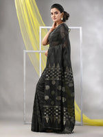 Black Silk Matka Soft Saree With Stripes Pattern-MA57SLMT331760032