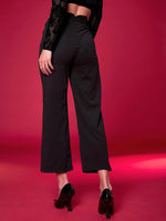 Women Black Knit Straight Fit Trousers