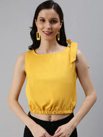 Women's Yellow Solid Top-SH-6170-Mustard