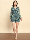 Green Printed Playsuit