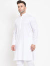 Hangup Men Standard Solid Men's Indian Wear-White_Cotton_LongKurta