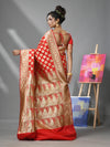 Red Silk Banarasi Saree With Damask Motifs And Paisley Degins-MA52BSL441050098