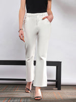 Women White Knit Bell Bottom Pants