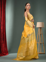 Yellow Blended Silk Handwoven Saree With Zari Border-MA50BSL34830108