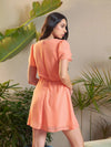 Women Peach Flared Skater Dress