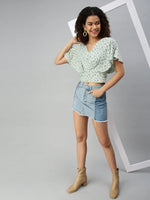 Women's Printed Green Top-AE-10180-Greennavyblue