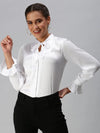 Women's White Solid Tops-ON-516-White