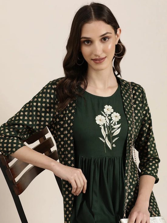 Women Green Solid Anarkali Kurta-JC-621-Green