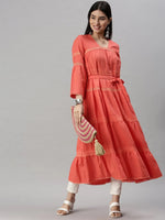 Women's Peach Solid Anarkali Kurta-ON001-Peach