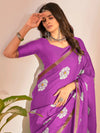 Saree Mall Women's Cotton Slub Magenta Printed Designer Saree With Blouse Piece-NAVYA120