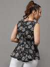 Women's Black Printed Peplum Top-AE-12003-Black