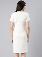 Women White Solid Bodycon Dress-AE-506-White