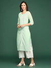 Women Sea Green Embellished Straight Kurta-SKC-1243-Seagreen