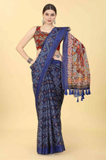 Floral Dreamscape Drape Saree-SZ-INDIGO-1409