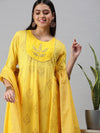 Women's Yellow Printed Kurta Sets-SG03-Yellow