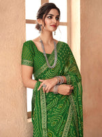 Saree Mall Women's Chiffon Green Embellished Designer Saree With Blouse Piece-SIMYA25803A