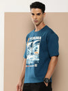 Difference of Opinion Blue Graphic Oversized T-Shirt-DOOVR227PED-S