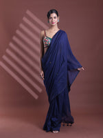 Navy Blue Pure Cotton Soft Saree With Sequined Work-MA59CT06510033