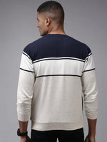 Men Beige Colourblock Sweatshirt-OTRS-8-Cream