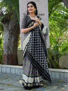 Saree Mall Women's Cotton Grey Printed Designer Saree With Blouse Piece-MINAXI3602