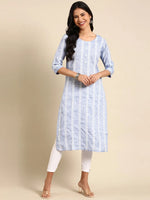 Women's Blue Solid Straight Kurta-SKC-3312-Blue