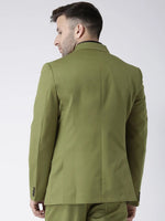 Hangup Men Standard Solid Men Formalwear-ArmyGreenBlazer