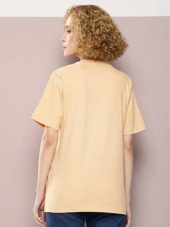 Dillinger Beige Graphic Oversized T-Shirt-WMNCR439BGE-XS