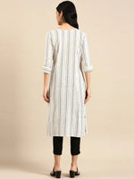 Women's White Printed Straight Kurta-SKC-3378-White