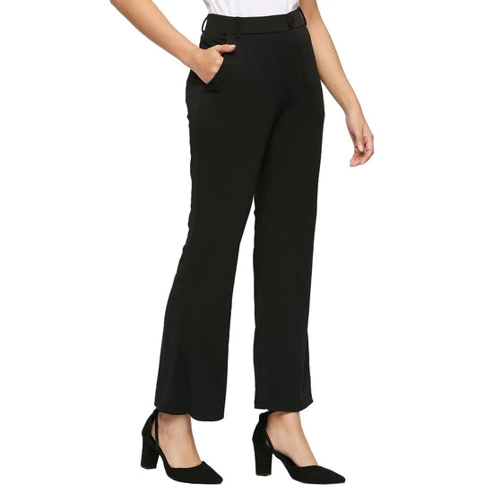 Smarty Pants Women's Cotton Lycra Bell Bottom Black Color Formal Trouser-SMPT-906A-S