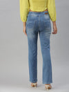 Women's Blue Solid Straight Fit Denim Jeans-CR-7814-Blue